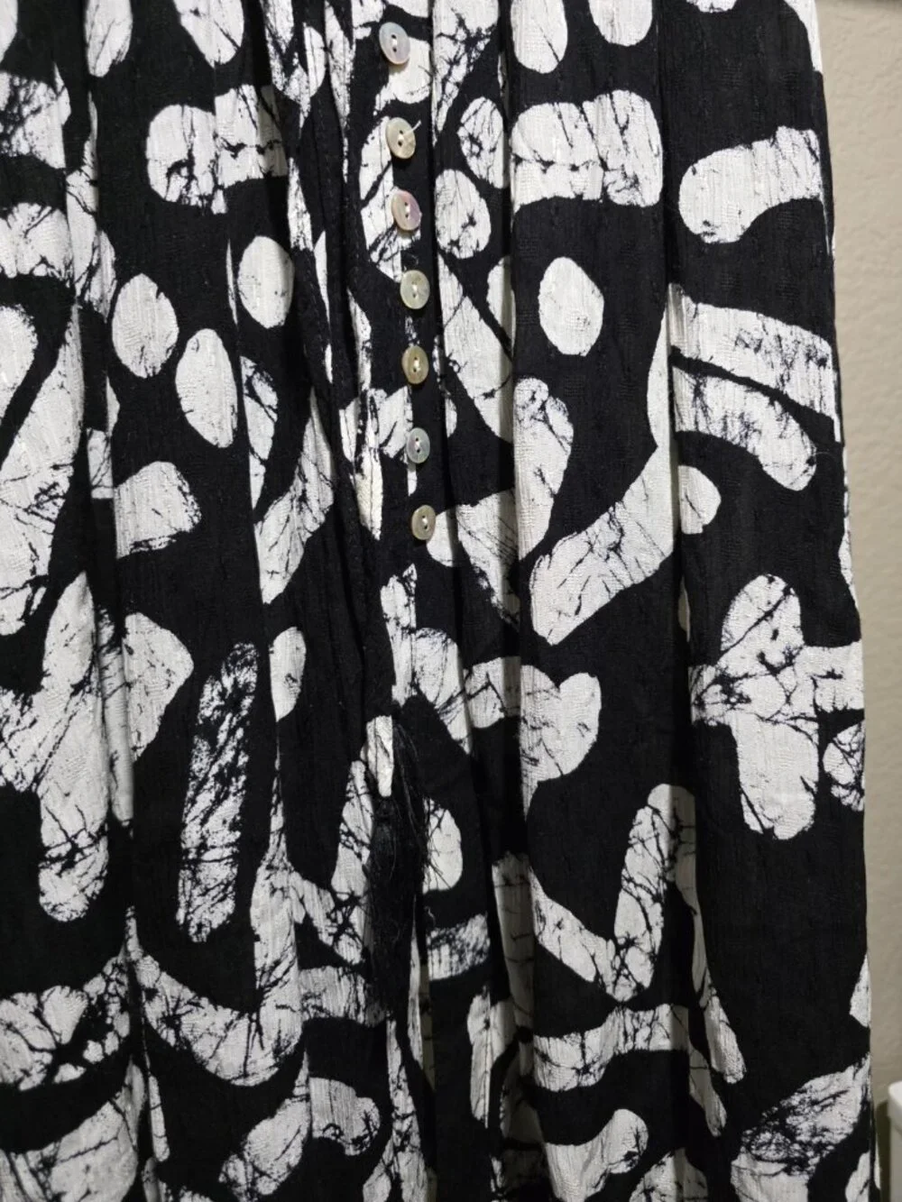 Haute Hippie Black Cream Patterned Boho Flowy Maxi Skirt Women Small Whimsical